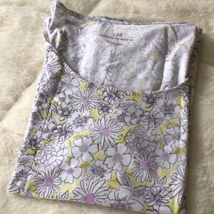 J. Jill Floral Scoop Neck Layering Tank Top - White, Yellow, Pink Daisy